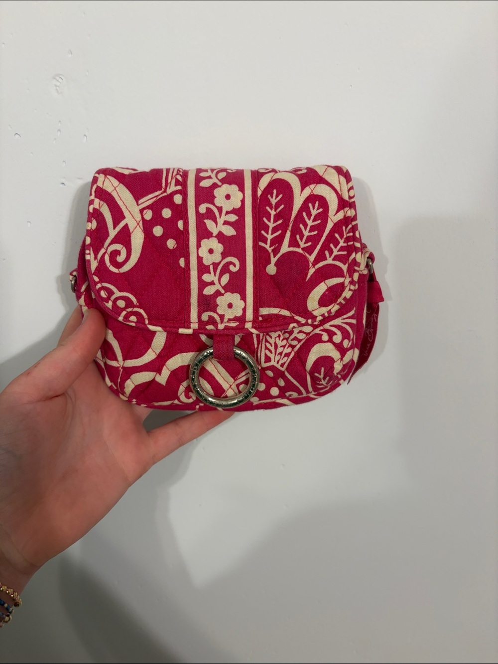 Vera Bradley Printed Pink Bag with Silver Ring Accent